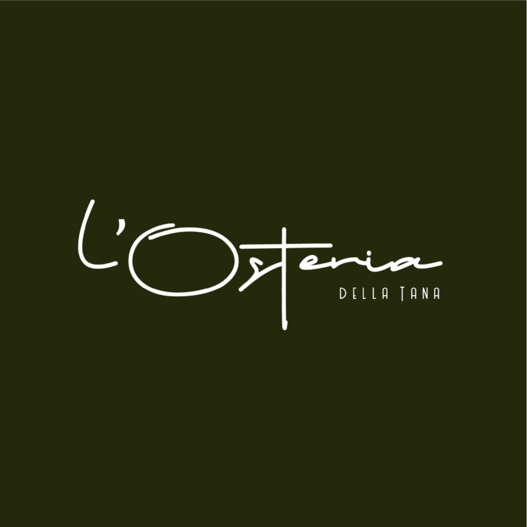logo l'Osteria della tana su sfondo verde scuro