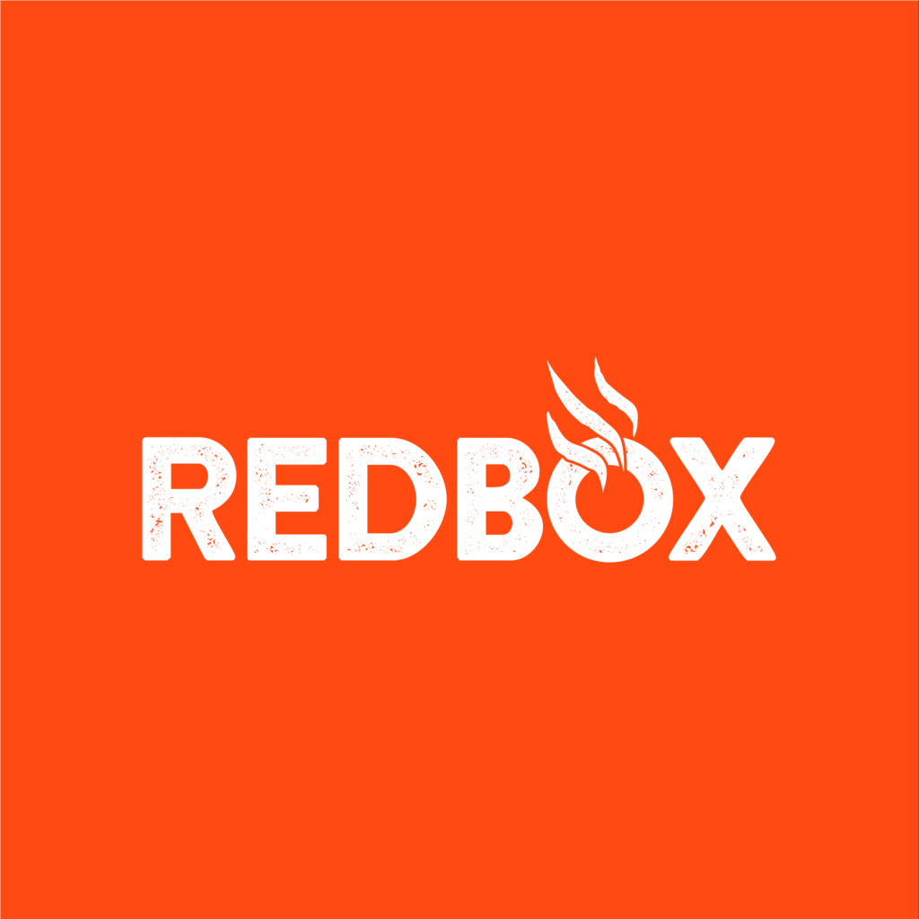 Logo Redbox su sfondo arancione