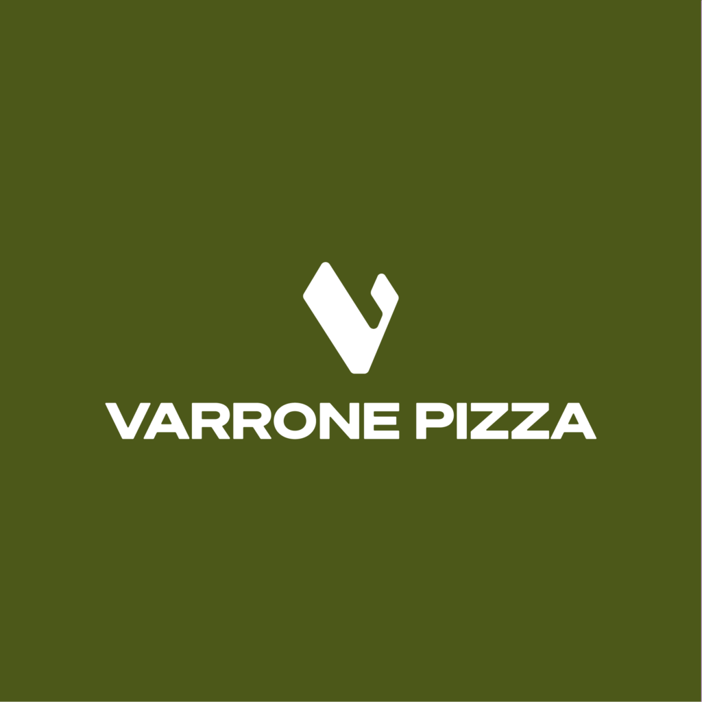 Logo Varrone Pizza su sfondo verde